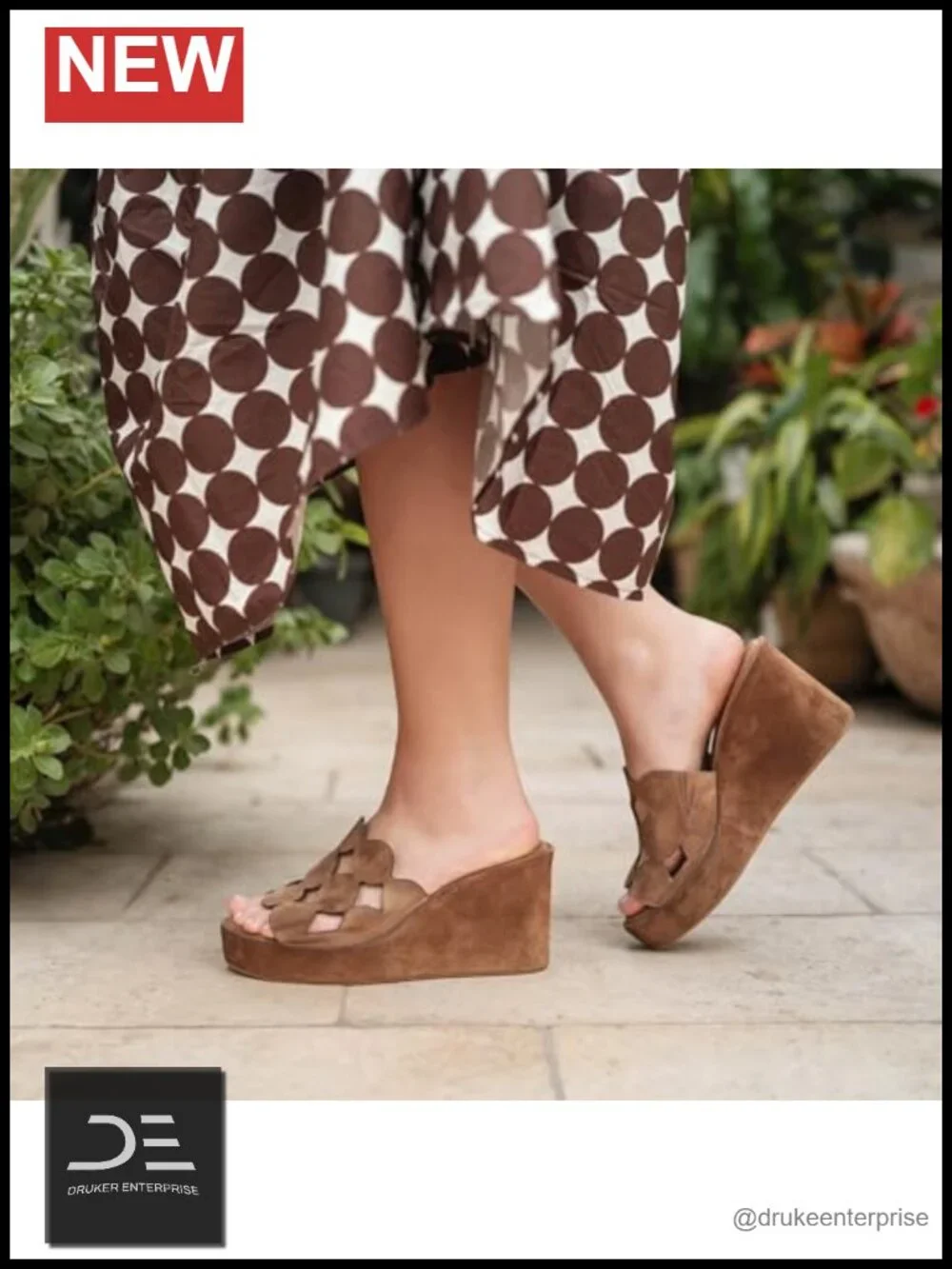 Suede Platform Wedge Sandals Slip On 2.5 Inch Heel